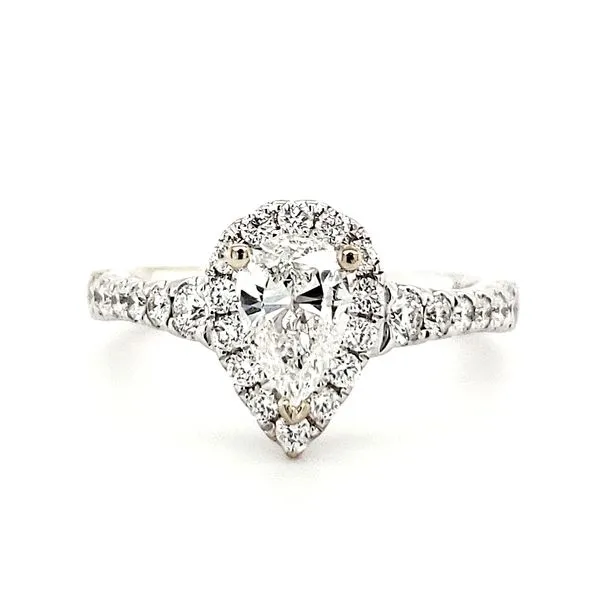 14K White Gold Pear Halo Diamond Engagement Ring Quality Gem LLC Bethel, CT