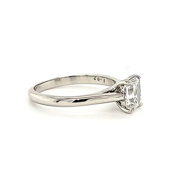 Platinum Emerald Cut Diamond Engagement Ring Image 2 Quality Gem LLC Bethel, CT