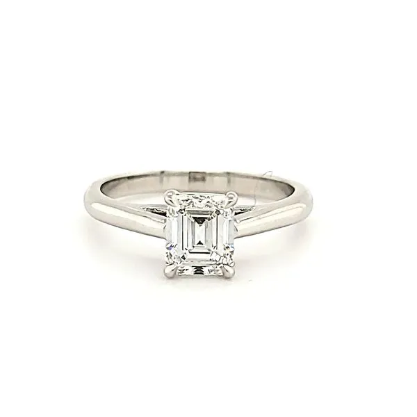 Platinum Emerald Cut Diamond Engagement Ring Quality Gem LLC Bethel, CT