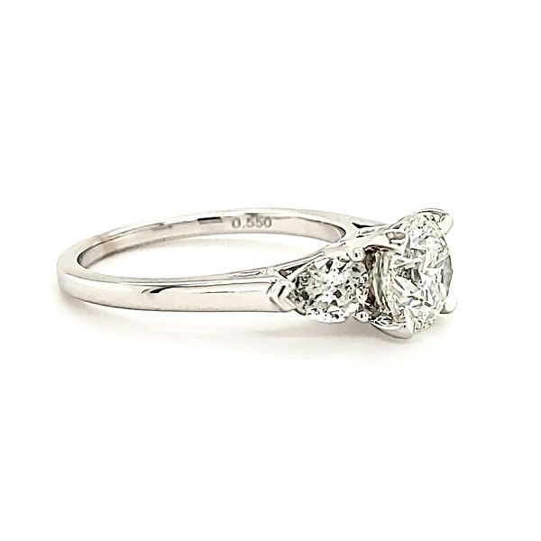14K White Gold Round & Pear Shaped Diamond Engagement Ring Image 2 Quality Gem LLC Bethel, CT