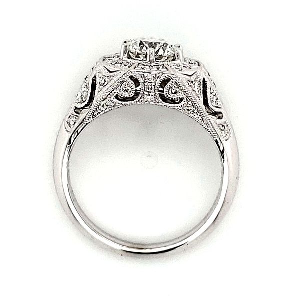 14K White Gold Milgrain Octagonal Diamond Ring Image 4 Quality Gem LLC Bethel, CT