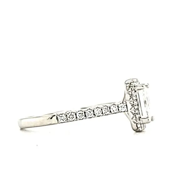 Platinum Emerald Cut Halo Diamond Engagement Ring Image 2 Quality Gem LLC Bethel, CT