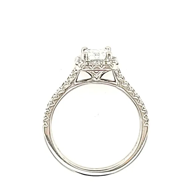 Platinum Emerald Cut Halo Diamond Engagement Ring Image 3 Quality Gem LLC Bethel, CT
