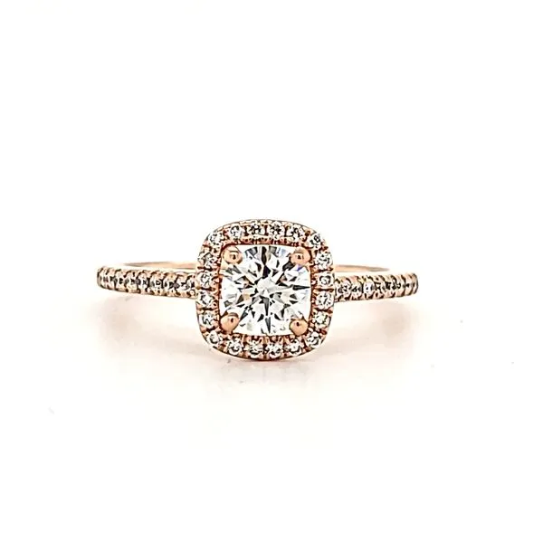 14K Rose Gold Diamond Halo Engagement Ring Quality Gem LLC Bethel, CT