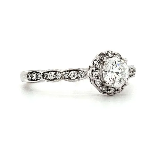 14K White Gold Scallop Diamond Halo Engagement Ring Image 2 Quality Gem LLC Bethel, CT
