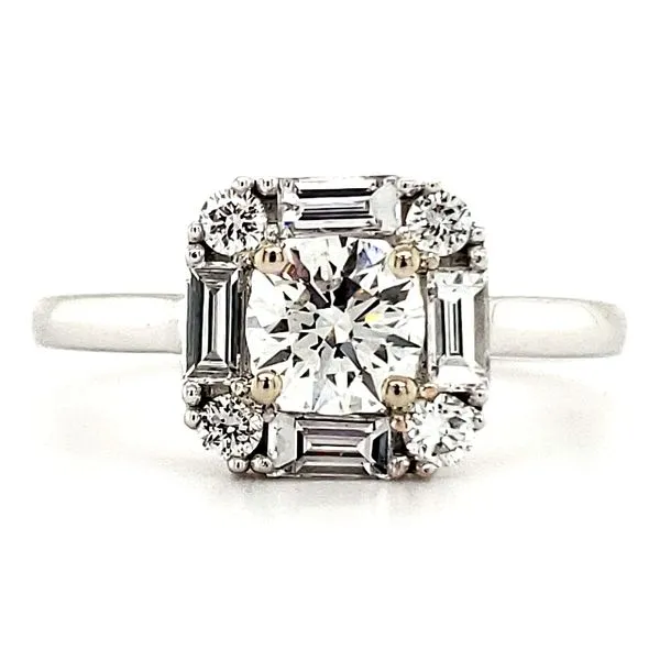 14K White Gold Diamond Halo Engagement Ring Quality Gem LLC Bethel, CT