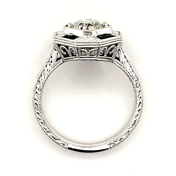 14K White Gold Round Diamond and Sapphire Ring Size 6 Image 3 Quality Gem LLC Bethel, CT