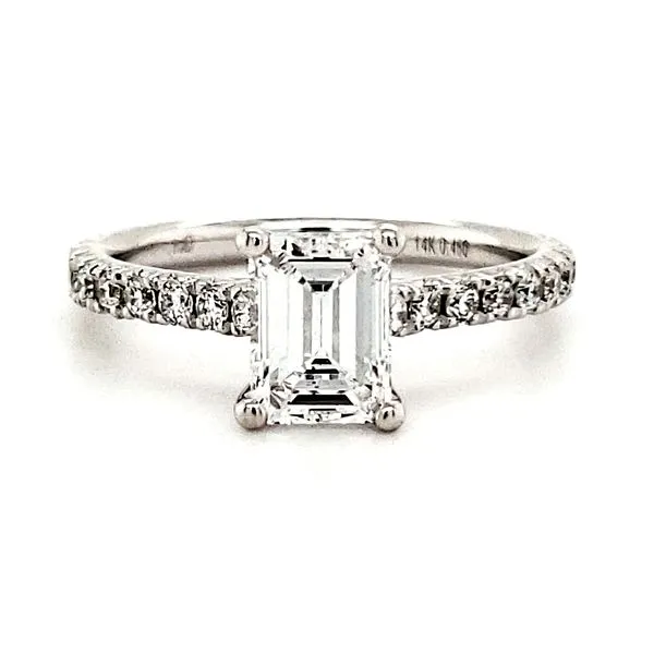 14K White Gold Emerald Cut 0.96 Carat Diamond Engagement Ring Image 2 Quality Gem LLC Bethel, CT