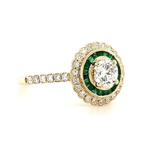 14K Yellow Gold Diamond and Emerald Ring Size 6.5 Image 2 Quality Gem LLC Bethel, CT