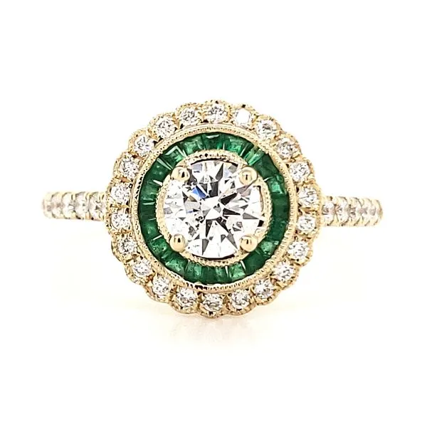14K Yellow Gold Diamond and Emerald Ring Size 6.5 Quality Gem LLC Bethel, CT