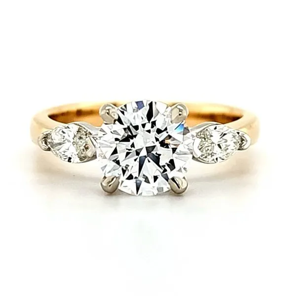 14K Two Tone Round and Marquise Diamond Ring Size 6 Quality Gem LLC Bethel, CT