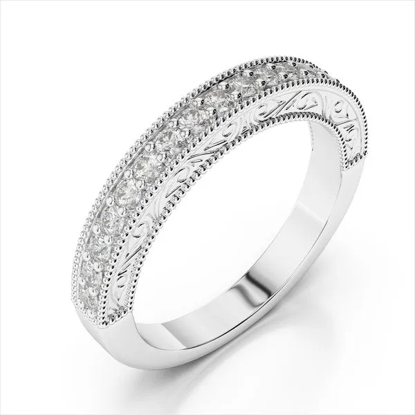 14K White Gold Milgrain Bead Diamond Band Quality Gem LLC Bethel, CT