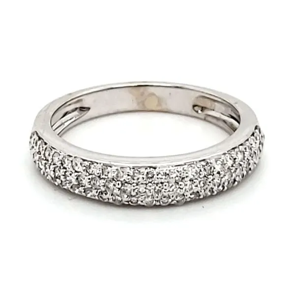 14K White Gold Triple Row Pavé Diamond Band Quality Gem LLC Bethel, CT
