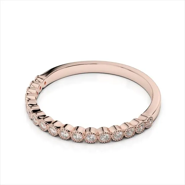 14K Rose Gold Milgrain Bezel Diamond Band Image 2 Quality Gem LLC Bethel, CT