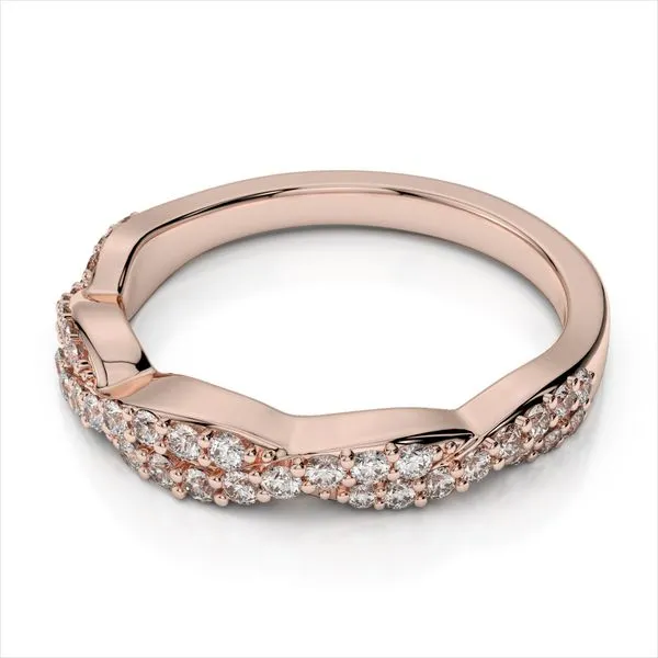 14K Rose Gold Twisted Diamond Band Image 2 Quality Gem LLC Bethel, CT