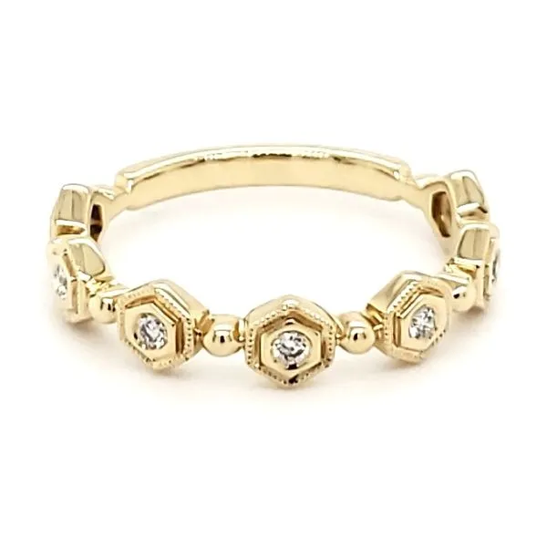 14K Yellow Gold Hexagon Diamond Band Quality Gem LLC Bethel, CT