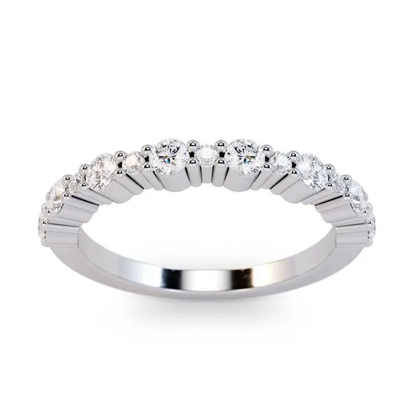 14K White Gold Alternating Share Prong Diamond Band Image 3 Quality Gem LLC Bethel, CT