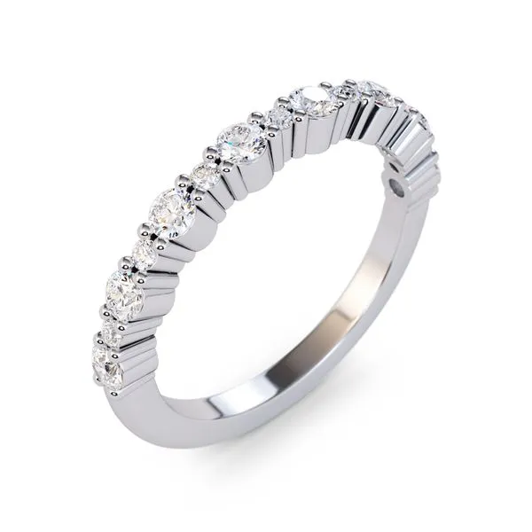 14K White Gold Alternating Share Prong Diamond Band Image 4 Quality Gem LLC Bethel, CT