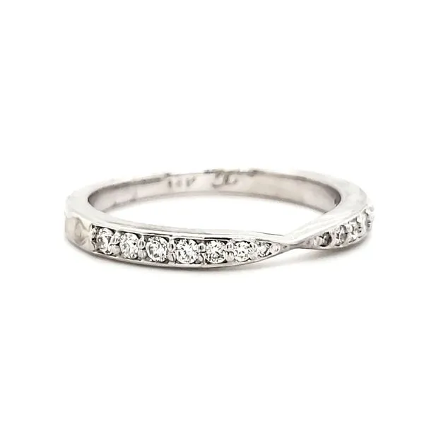 !4K White Gold Pinched Bead Set Diamond Band Image 3 Quality Gem LLC Bethel, CT