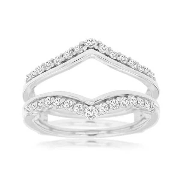 14K White Gold Diamond V Insert Band Quality Gem LLC Bethel, CT
