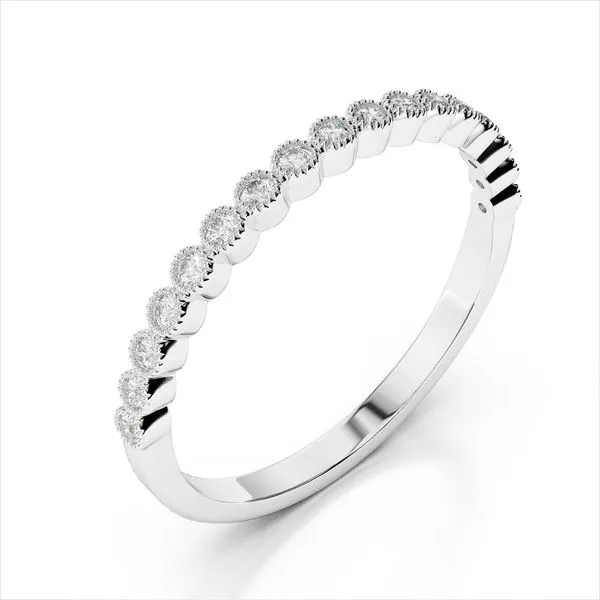 14K White Gold Milgrain Beaded Diamond Wedding Band Image 3 Quality Gem LLC Bethel, CT