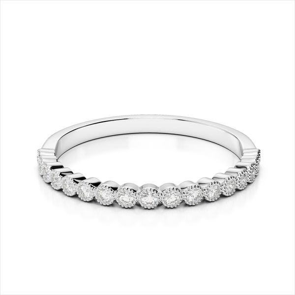 14K White Gold Milgrain Beaded Diamond Wedding Band Image 4 Quality Gem LLC Bethel, CT