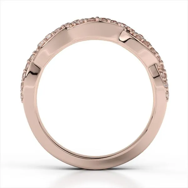 14K Rose Gold Twist Diamond Band Size 6.75 Image 3 Quality Gem LLC Bethel, CT