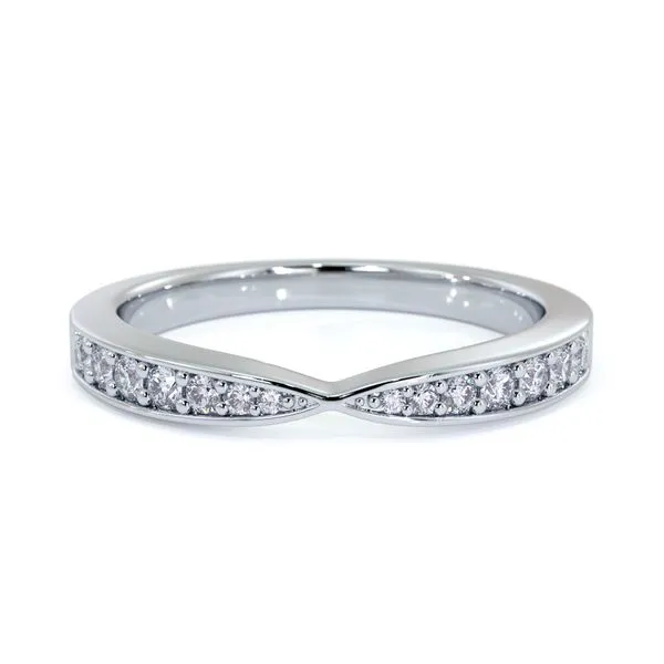 !4K White Gold Pinched Bead Set Diamond Band Image 5 Quality Gem LLC Bethel, CT
