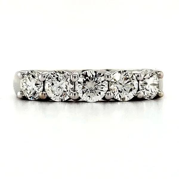 14K White Gold Five Diamond Common Prong Wedding Band Quality Gem LLC Bethel, CT