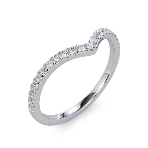 14K White Gold Diamond V Band Image 2 Quality Gem LLC Bethel, CT