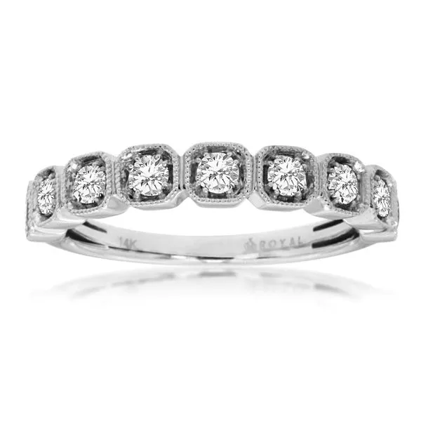 14K White Gold Diamond Band with Milgrain Cubes Size 7 Quality Gem LLC Bethel, CT