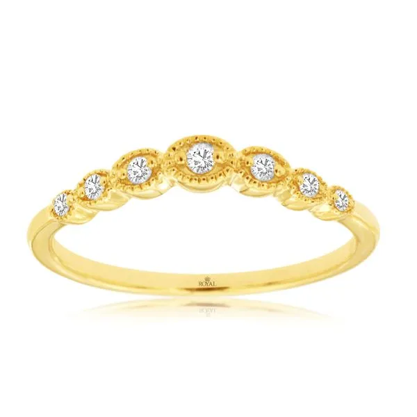 14K Yellow Gold Milgrain Curve Diamond Band Size 7 Quality Gem LLC Bethel, CT
