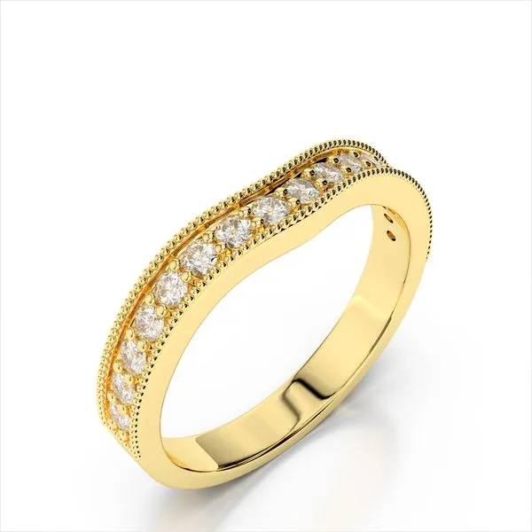 14K Yellow Gold Curved Diamond Band Size 6 Image 2 Quality Gem LLC Bethel, CT