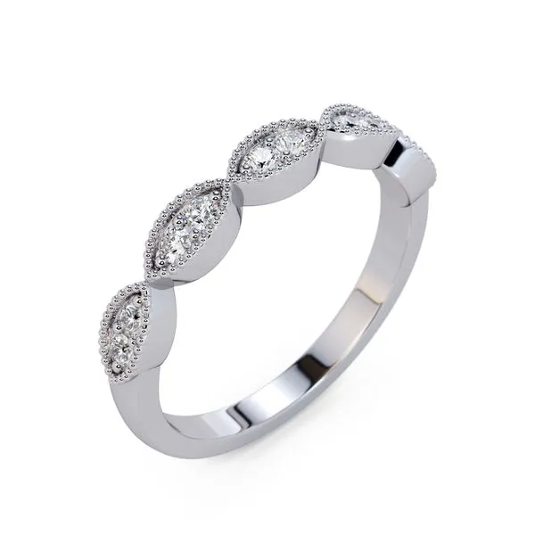 14K White Gold Scalloped Diamond Band Size 6.75 Image 3 Quality Gem LLC Bethel, CT