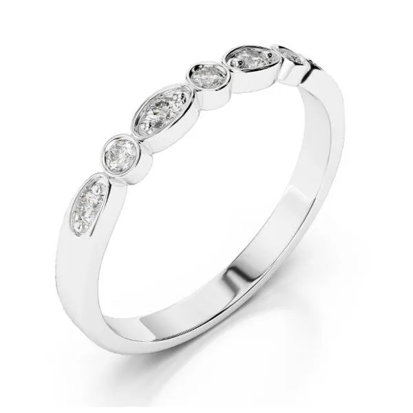 14K White Gold Diamond Band Size 6.75 Image 2 Quality Gem LLC Bethel, CT