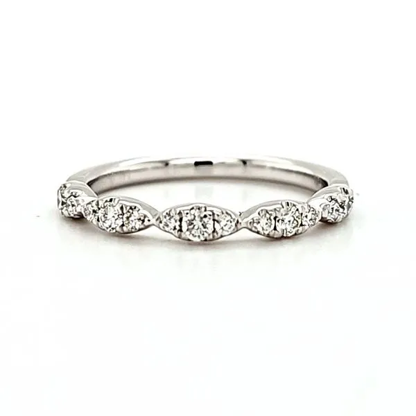 14K White Gold Scalloped Diamond Band Size 6 Quality Gem LLC Bethel, CT