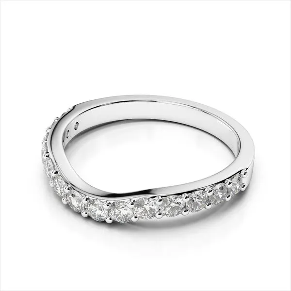 14K White Gold Curved Diamond Band Size 6.75 Image 2 Quality Gem LLC Bethel, CT