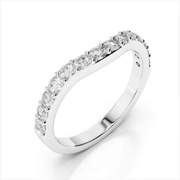14K White Gold Curved Diamond Band Size 6.75 Image 4 Quality Gem LLC Bethel, CT