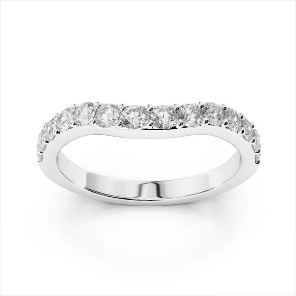 14K White Gold Curved Diamond Band Size 6.75 Quality Gem LLC Bethel, CT