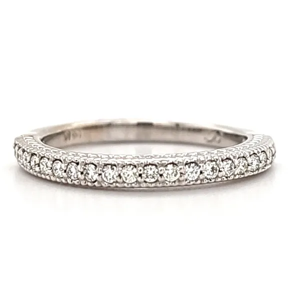 14K White Gold Beaded Edge Diamond Wedding Band Size 6.75 Quality Gem LLC Bethel, CT