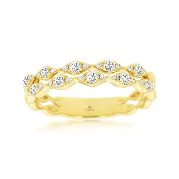 14K Yellow Gold 2 Row Diamond Band Size 7 Quality Gem LLC Bethel, CT