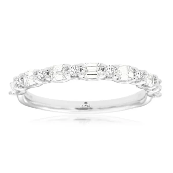 14K White Gold Baguette and Round Diamond Dash & Dot Band Size 7 Quality Gem LLC Bethel, CT