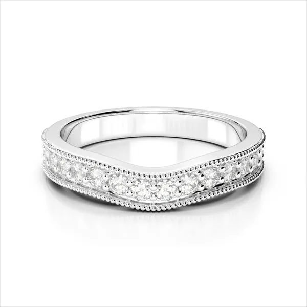 14K White Gold Curved Diamond Band Size 6 Quality Gem LLC Bethel, CT