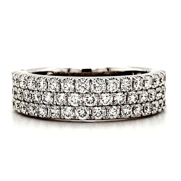 14K White Gold 3 Row Diamond Band Size 6.5 Quality Gem LLC Bethel, CT