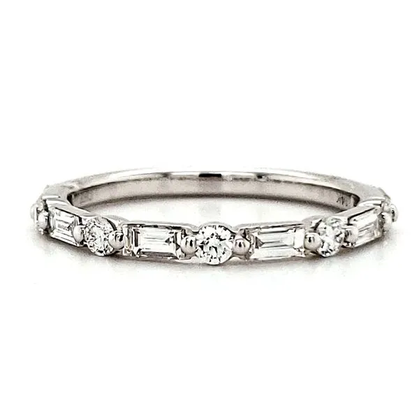 14K White Gold Dot Dash Diamond Band Size 6.25 Quality Gem LLC Bethel, CT