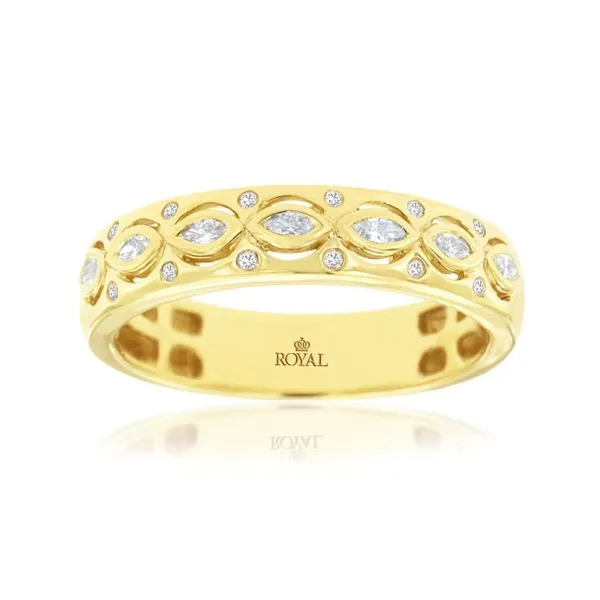 14K Yellow Gold Marquise and Round Diamond Band Size 7 Quality Gem LLC Bethel, CT