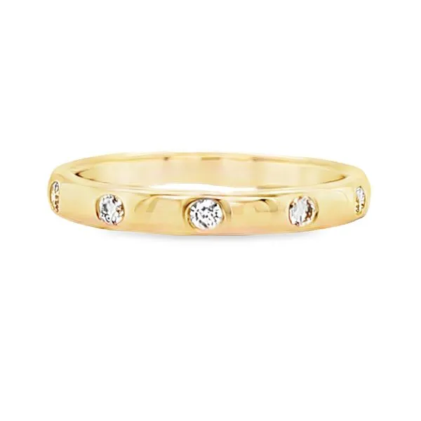 14K yellow Gold Burnished Set Diamond Band Size 6 Quality Gem LLC Bethel, CT