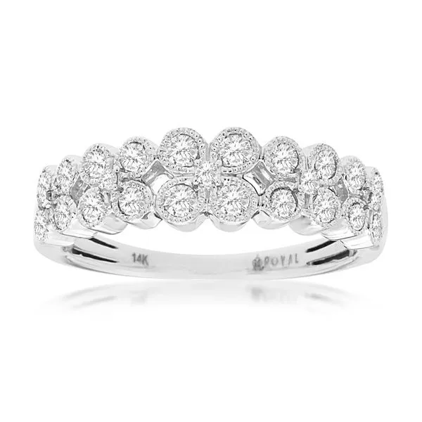 14K White Gold 5 Flower Diamond Band Size 7 Quality Gem LLC Bethel, CT