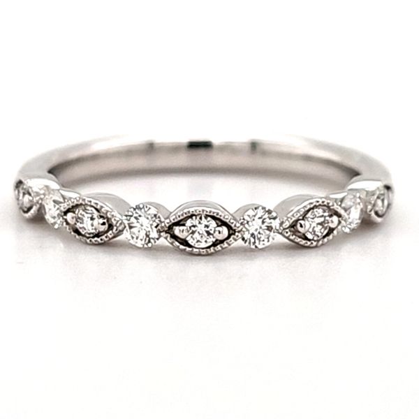 14K White Gold Scalloped Milgrain Diamond Band Size 6.5 Quality Gem LLC Bethel, CT