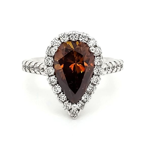 14K White Gold 3 Carat Pear Cognac Diamond Fashion Ring Quality Gem LLC Bethel, CT